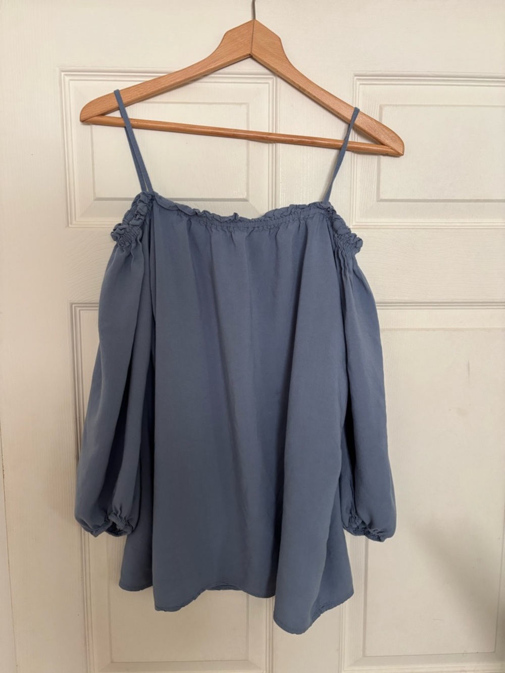 Dreamers Dusty Blue Off-Shoulder Tunic with Spaghetti Straps